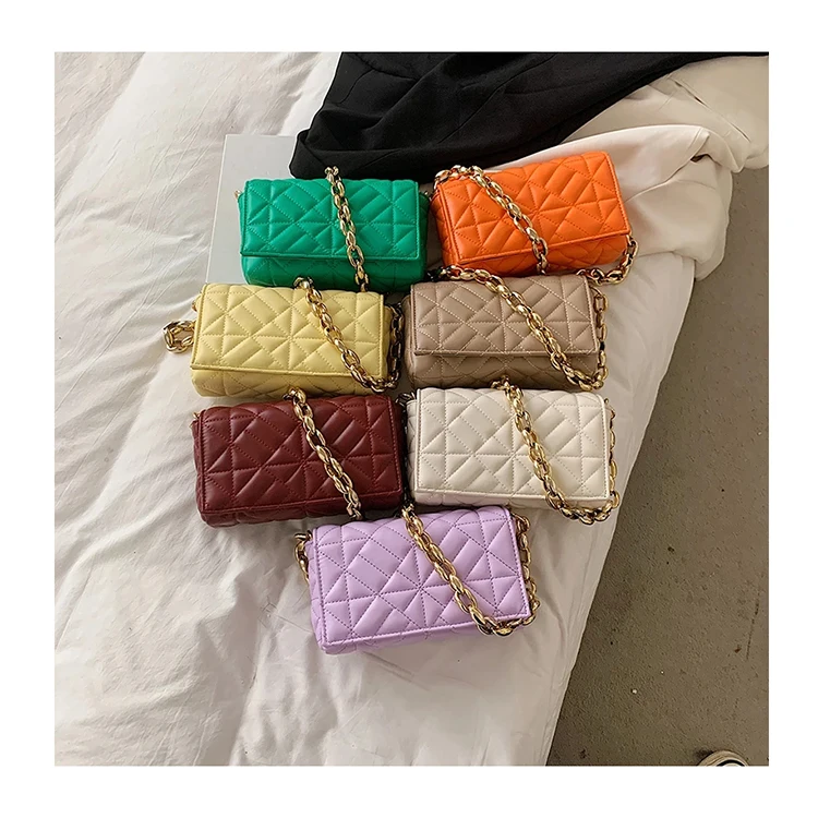 

Vintage Embroidery Thread Flap Shoulder Bags Luxury Thick Chain Handbags Classic Branded Crossbody Bags For Women Quilted Purses
