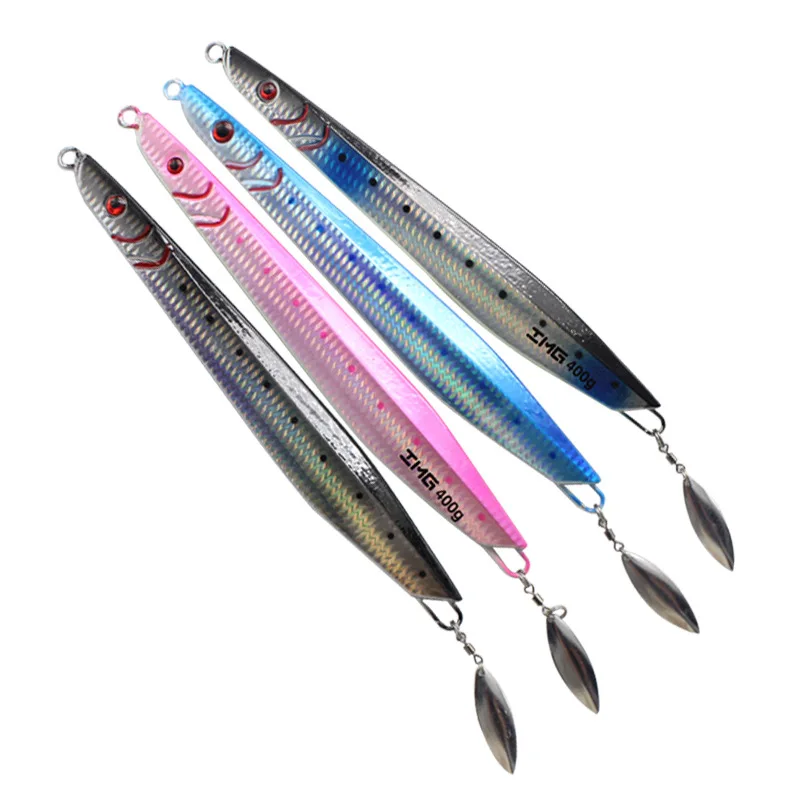 OEM ODM Fishing Lure Saltwater Isca Artificial 400g 450g 500g Swimming Bait Sahte Yem Metal Casting Bait Slow Pitch Jigging Lure, 4 colors