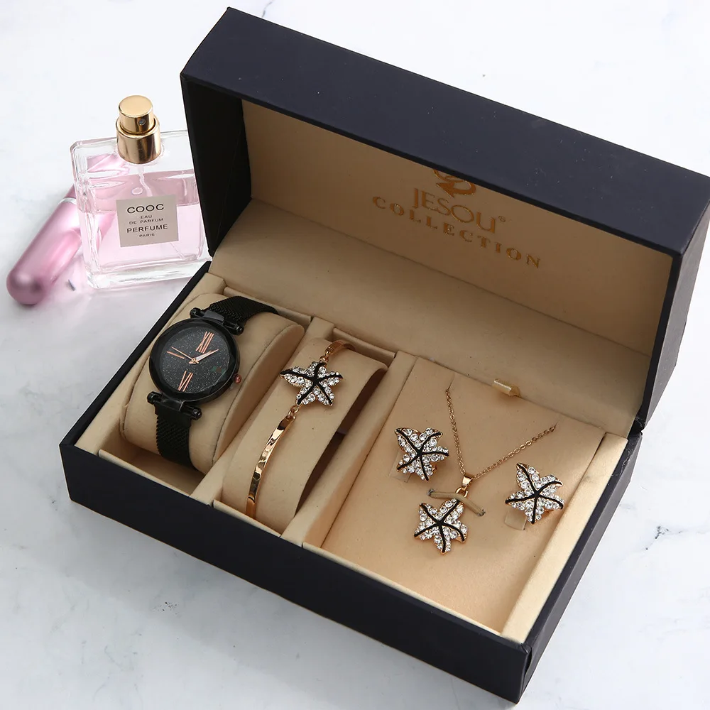 

2021Ladies Gift Setlige Beautifully Wrapped Luxury Watch Bracelet Set Creative Combination Set, As pic