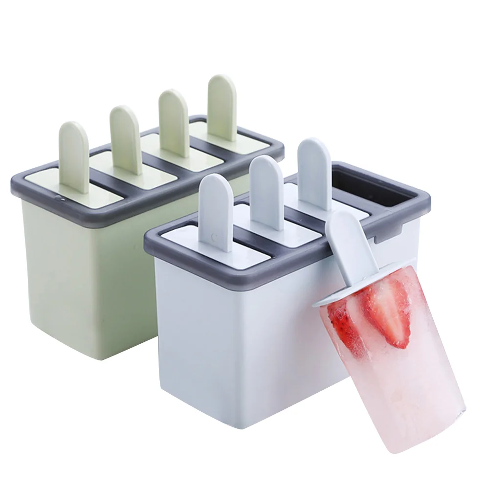 

Factory Supply Custom Logo Portable Plastic Ice Cream Maker Popsicle Mold Box with Long Handle, Customized color