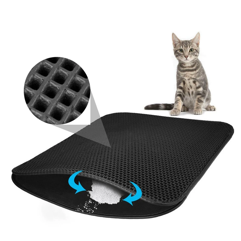 

EVA Pet Cat Litter Clean Mat Double Layer Litter Cat Bed PadsTrapping Pets Litter Box Mat Cat Litt Mat, Gray, black, oem