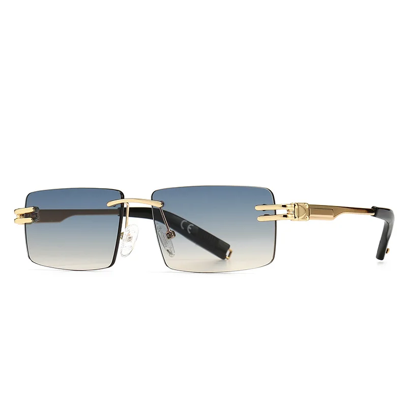 

2021 Hot sale Fashion Retro Vintage Men luxury Small Metal Rectangle Square Rimless Women Sunglasses, Custom colors