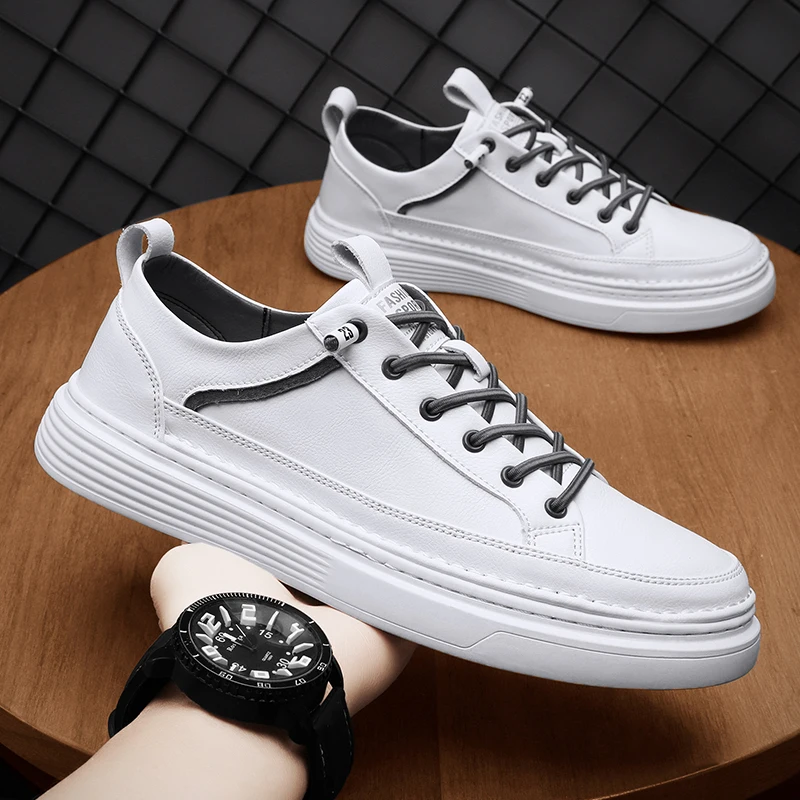 

Cheap factory price men leather casual shoes high quality white men running athletic shoes, Optional