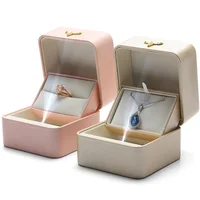 

Leather Luxury Proposal creative jewelry box ring pendant necklace gift box light lift diamond wedding ring box with led light