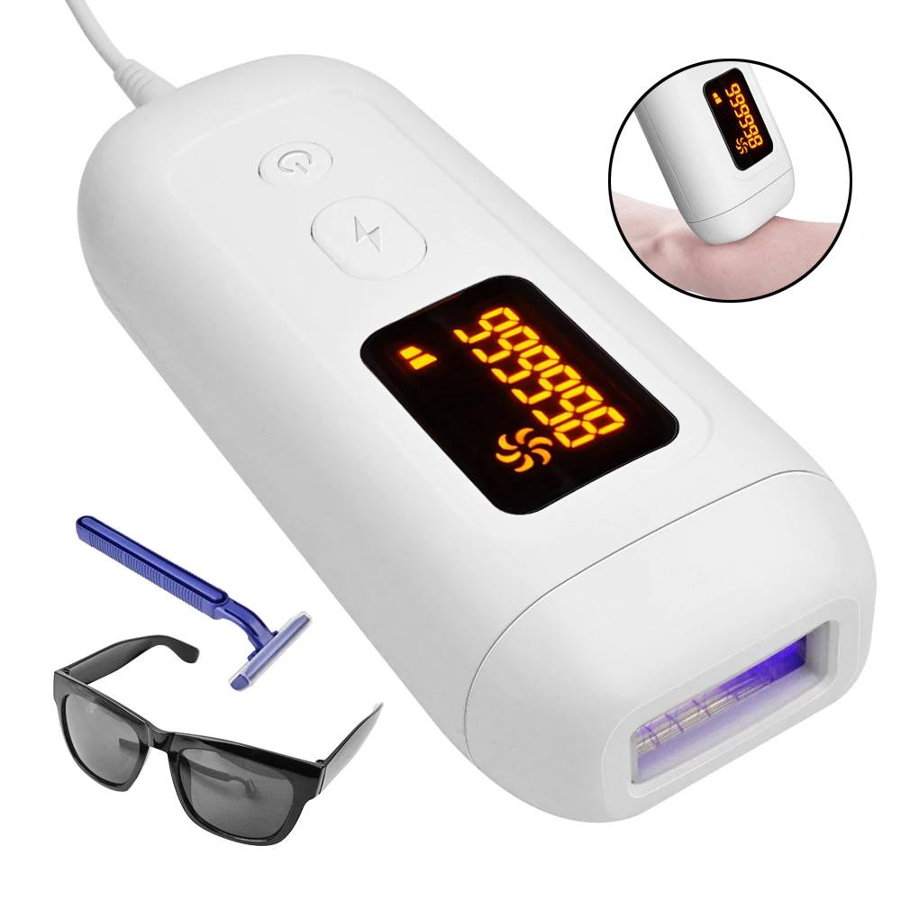 

Home Use IPL Hair Removal Permanent Painless 990,000 Flashes for Face Armpits Legs Arms Bikini Line, White