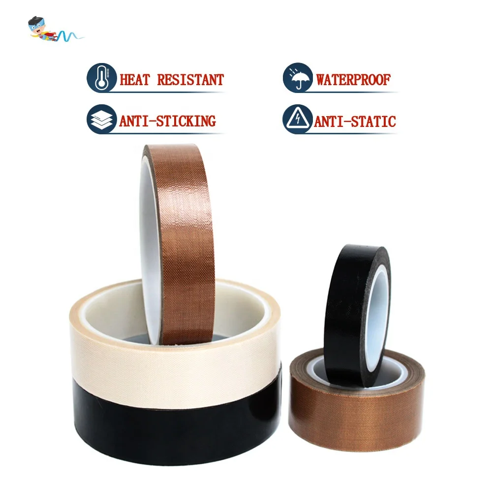 High Temperature Heat Resistant 10^6 - 10^9 Anti-Static Low-Static ESD PTFE Coated Fiberglass Glass Cloth Silicone Adhesive Tape