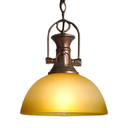 

Simig lighting wholesale vintage industrial yellow color circular glass lamp shade pendant lamp with E27 bulb