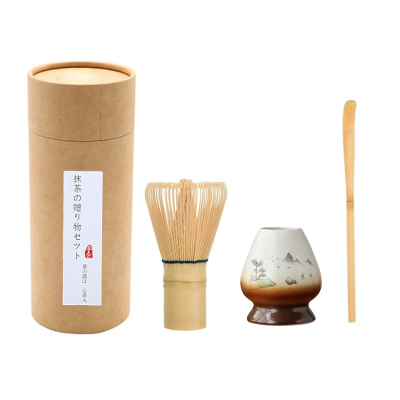 Hot Selling Popular Matcha Tea Set 3 Piece Japanese Whisk Holder and  Bamboo Whisk with Spoon Accept Customization Matcha Kit