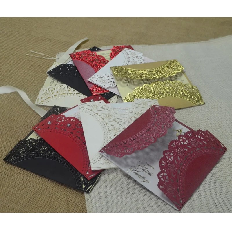 
Wholesale multi color square laser cut foil wedding invitations 