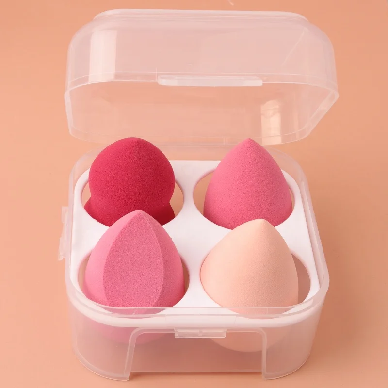 

new Package makeup tools purple latex-free dual-use dry wet use foundation 4 in 1 pack beauty sponge blender makeup sponge set, Multi colors
