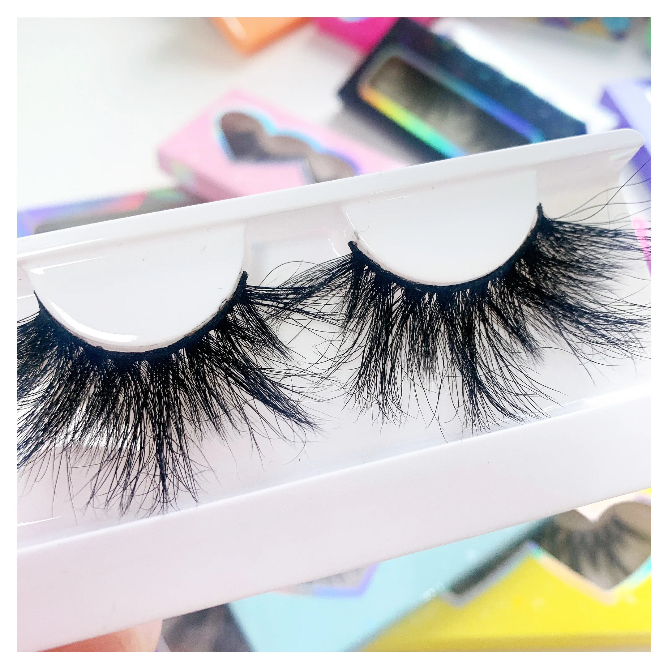 

Private Label Real 100% 14mm 18mm 20mm 3d Mink Strip Eyelash With Customize Box fluffy mink lashes, Black color