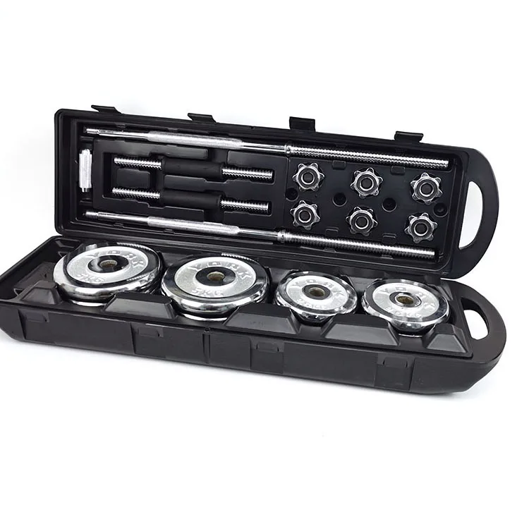 

Home gym weightlifting exercise fitness bodybuilding weightlifting barbell adjustable dumbbell set, Silver/gray