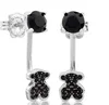 8mm Bear Jewelry Guangzhou Factory Wholesale real 925 Sterling Silver join black earrings