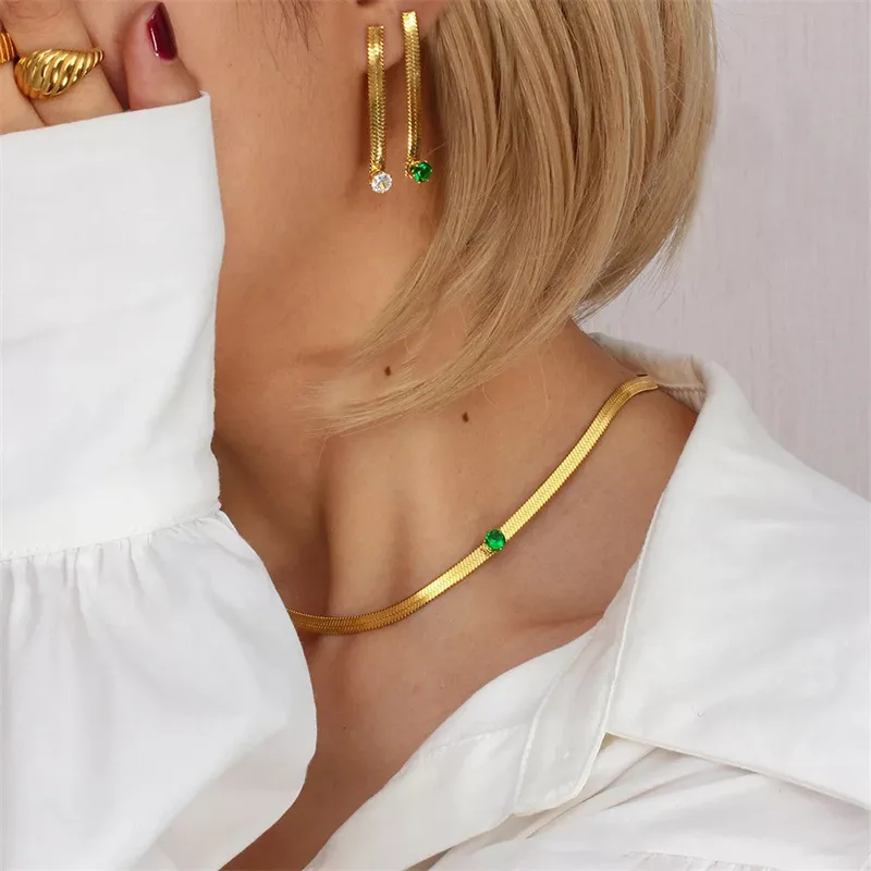 

2023 Fashion Jewelry Wholesale Price Tarnish Stainless Steel Gold Plated Snake Chain Necklace