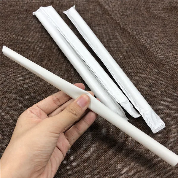 

12mm Disposable pointed Bamboo Fiber Straws instead of paper straws bubble tea straws pla, Natural
