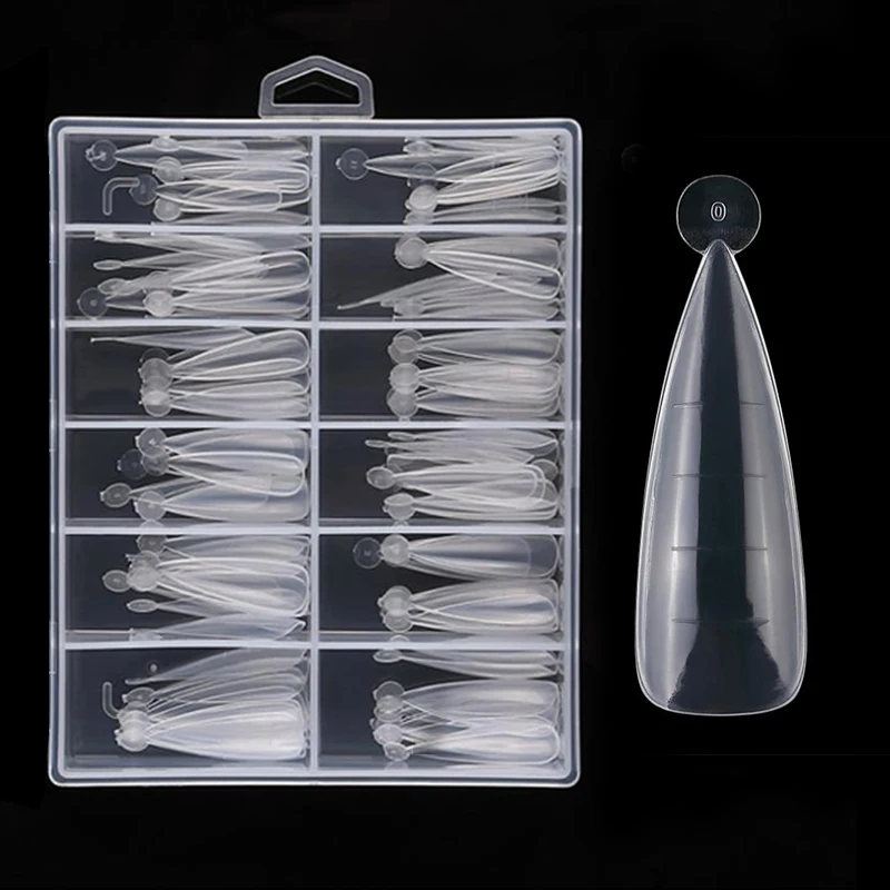 

120pcs Quick Building Mold Tips Crystal Gel Extension UV Poly Gel Mold Stiletto Nail Tips, Clear