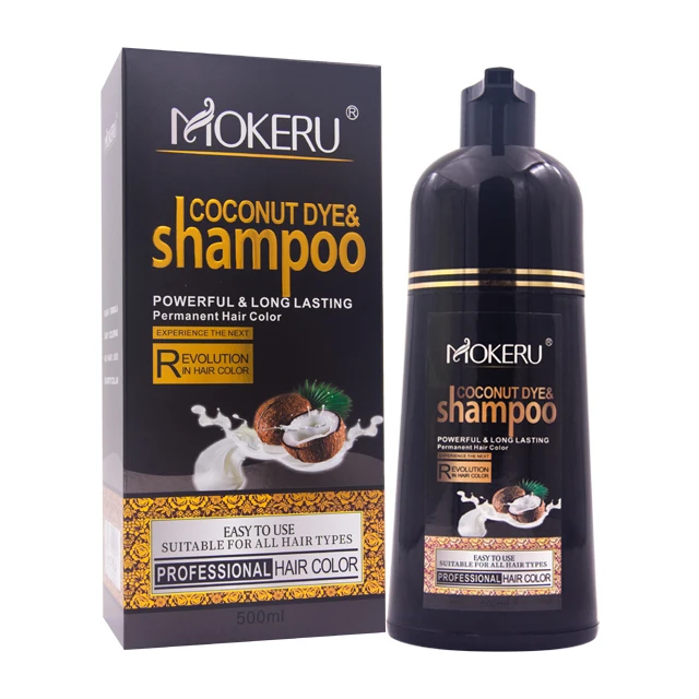 

MOKERU 500ml ginseng herbal extract hair color dye shampoo change hair color shampoo for natural hair, Brown,red,black