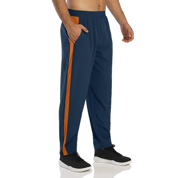 

US Plus Size Summer Casual Striped Jogger Wear Men's Thin Loosed Bottom Zip Sports Jogging Pants, As picture