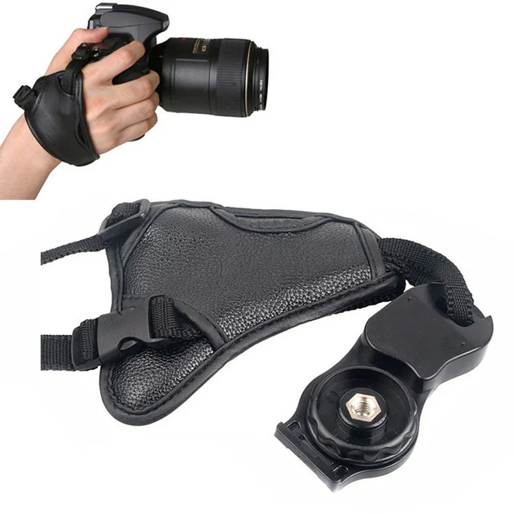 

Leather Triangle Camera Hand Grip Strap for DSLR Camera Canon Nikon, Black