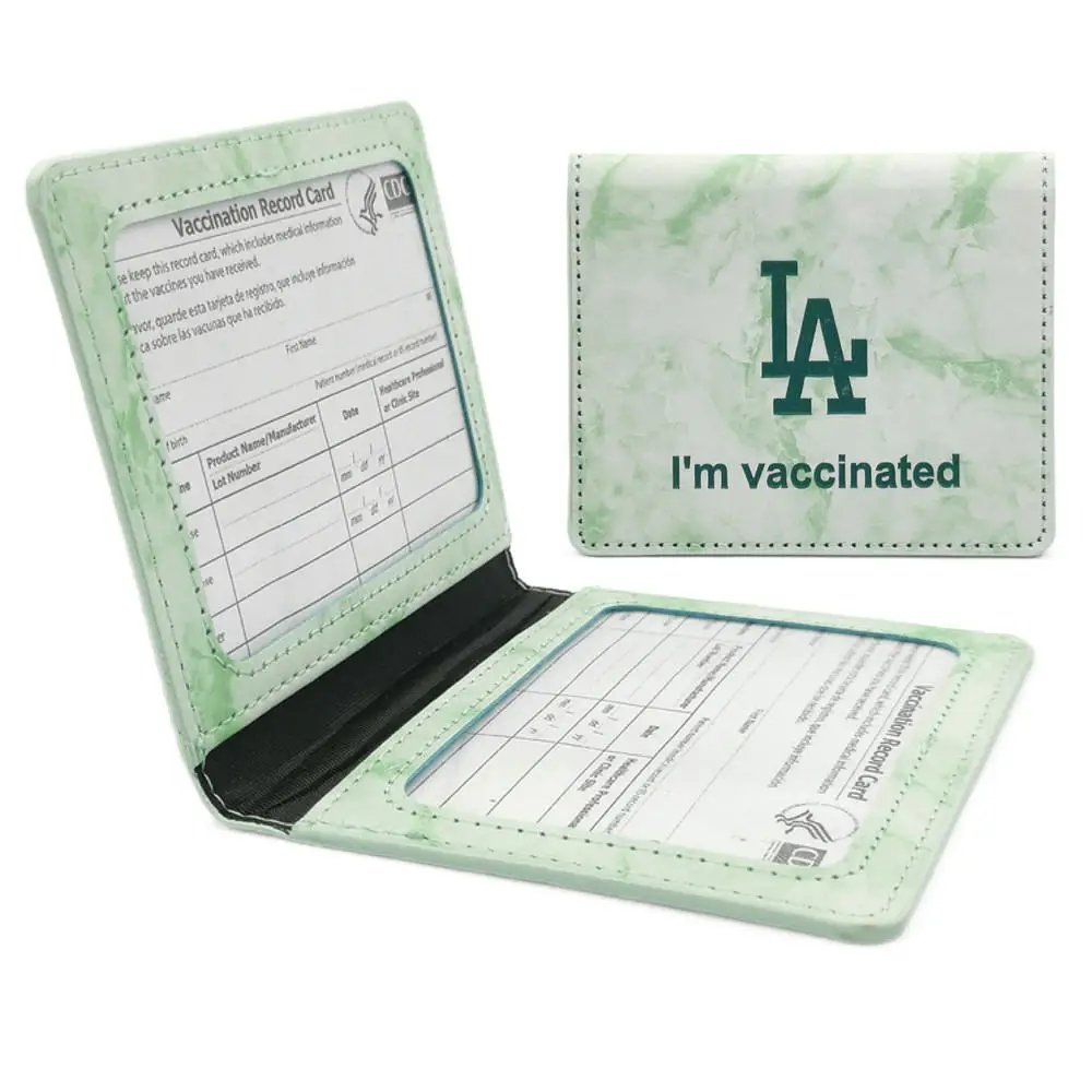 

I am Vaccinated LA 4*3 inch pu leather card holder cover protector for CDC Vaccination Vaccine CERTIFICATE record card, Kinds of color can choice