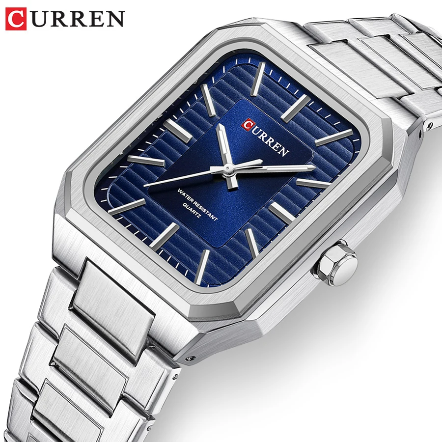 CURREN 8457 Watch for Men Stainless Steel Waterproof Silver Blue Quartz Watches Hot Sale Fashion Luxury Classic Mens Wristwatch
