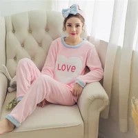 

hot sale winter comfortable women pajamas sets long sleeves girl nighty sleepwear