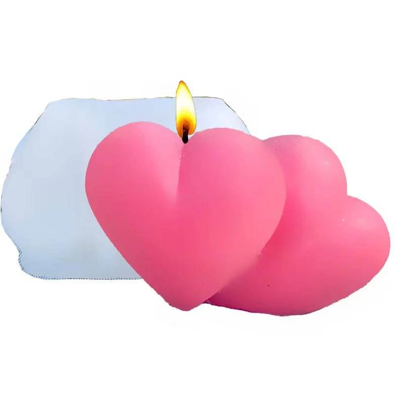 

Z0361 Best selling DIY3D double love shaped candle soap mold handmade creative incense candle silicone molds