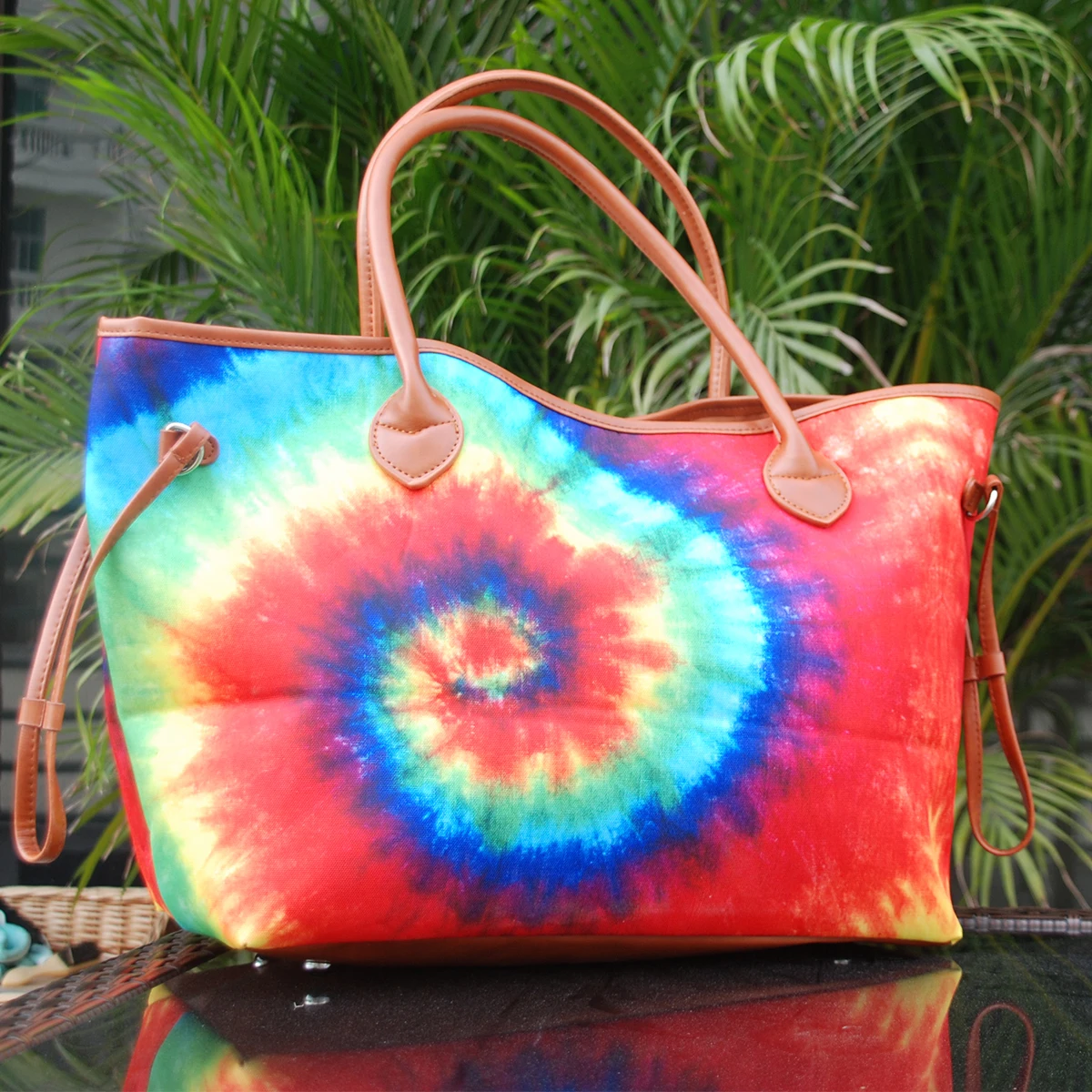 

USA Warehouse Women's Designer Tie Dye Tote Bag Weekender Shopping Totes Handbags For Women DOM-1021333, Accept custom made