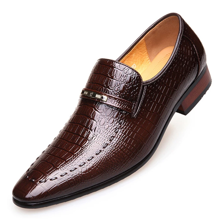 

Good quality italian fashion style crocodile leather men's dress shoes genuine leather shoes, Black/brown