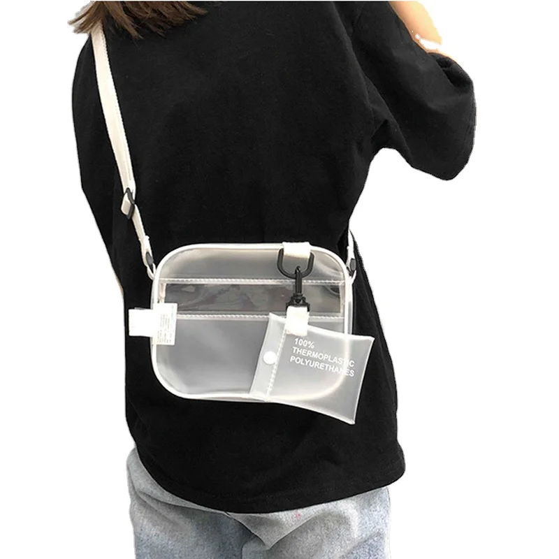 

Transparent Frosted Beach Small Square Bag Korean Simple Shoulder Messenger Sling Bag Crossbody