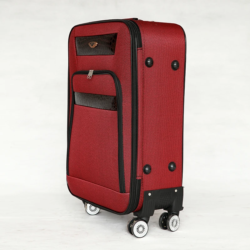 
Custom waterproof nylon red 4 wheels zipper travel suitcase luggage set 