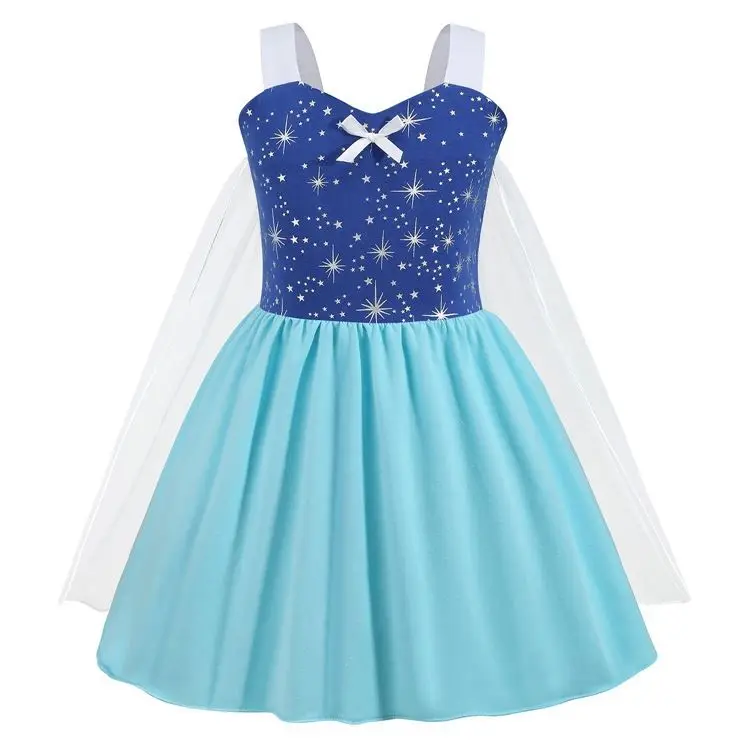 

New Trendy Party Prom Dresses Summer Straps Cape Star Princess Skirt New Snow And Ice Essa Princess Skirt Children Dress Skirt