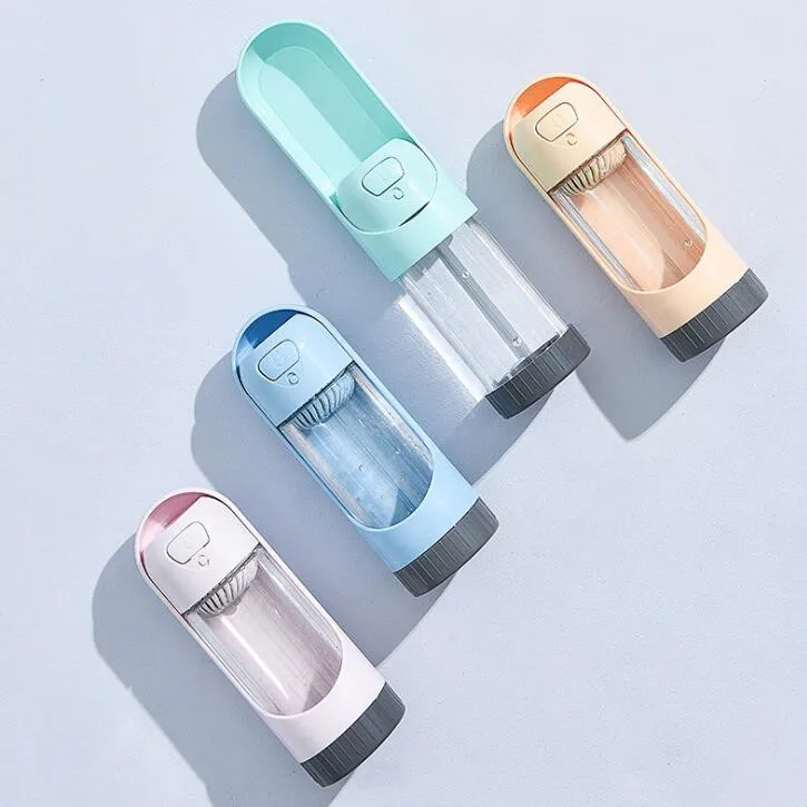 

Manufactory Automatic Portable Plastic Dog Travel recycling dispenser Bottle 300ml Pet Dog Water Bottle, Blue,pink,green,purple,yellow