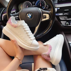 Popular designer fashion white sport shoes for Men top quality Women genuine leather thick sole height increase Sneakers