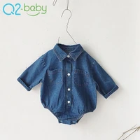 

Branded baby clothes Infant soft long sleeve denim baby romper for baby girls 2428