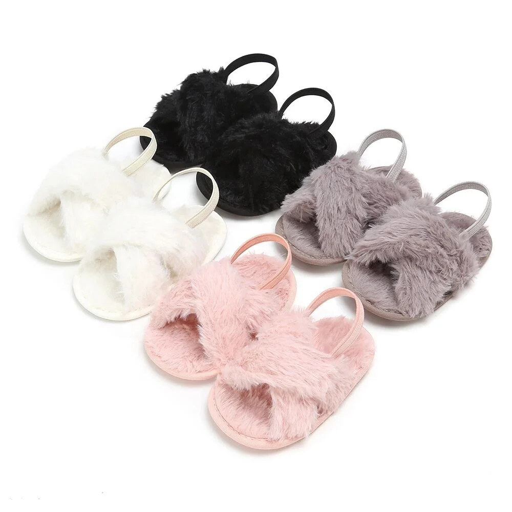 
Cute Newborn Fancy Fur Infant Little Kids Latest Design Baby Girl Slippers 
