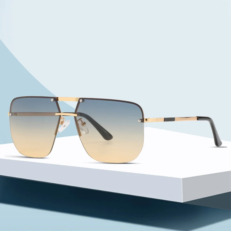 

Casual Square Metal Sunglasses Fashion Rimless men Sunglasses