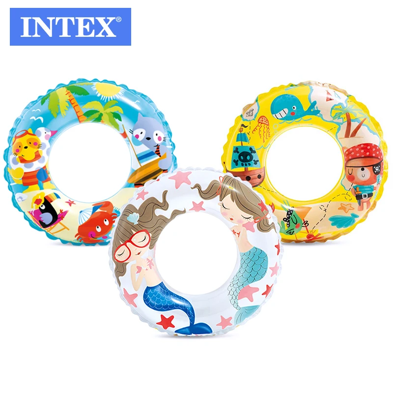 

[ SALE ] Intex 59242 Summer Swimming Pool Lake Kids Transparent Orange Fish fun Swim Ring Tube, Three color