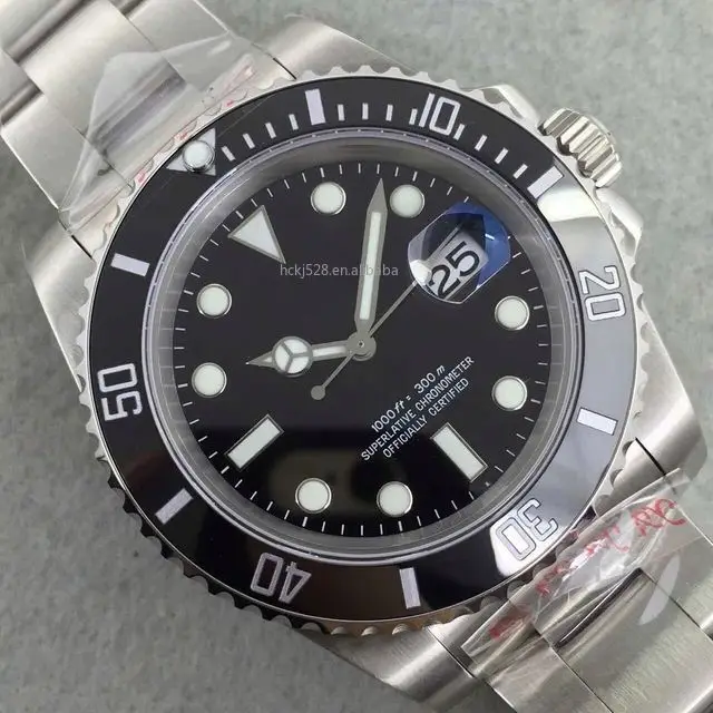 

40mm Men's Mechanical Watch Submarine 116610 Green/Black Clean Ceramic 904L Steel 1:1 Best Edition Blue face luxury brand watch