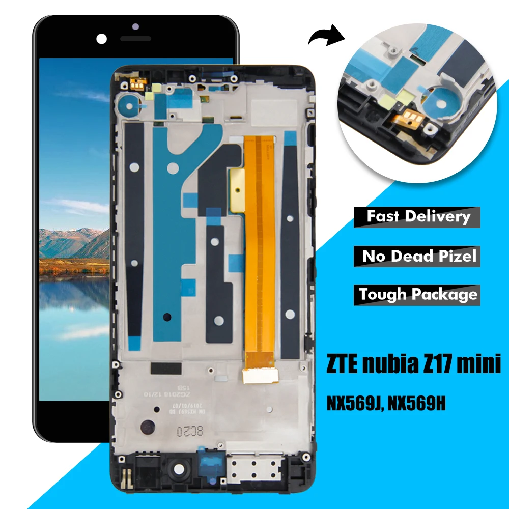 

AAA lcd touch screen complete NX569J NX569H For ZTE Nubia Z17 mini lcd screen replacement with Frame