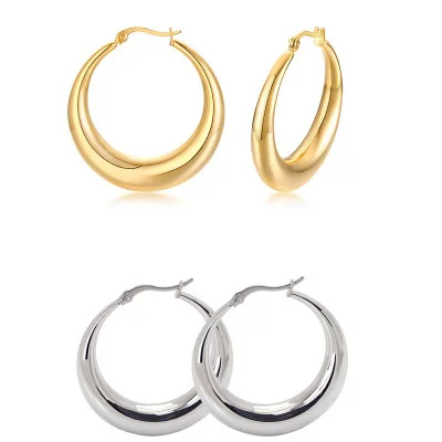 

Wholesale Fashion Big Hoop Earrings Stainless Steel Hoop Earrings, Gold/silver