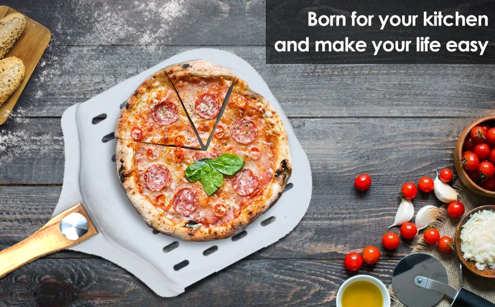 Perforated Pizza Peel Home Favor 12 X 14 Inch Rectangular Pizza Turning