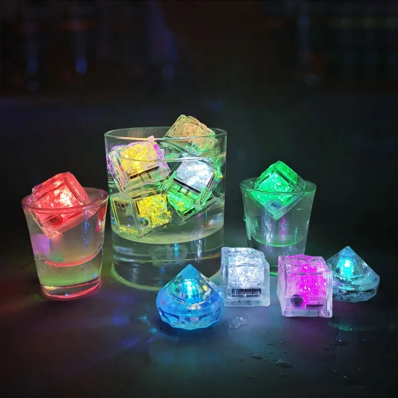 

Party Supplier Waterproof Led Ice Cubes Multi Color Led Light Up Drinking Ice Cube Square For Bar Club (12 pack)