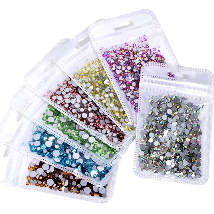 

Yantuo New Mixed Size Plastic Bag Packaging Multiple Colors flatback rhinestones non hotfix For Nail Decoration