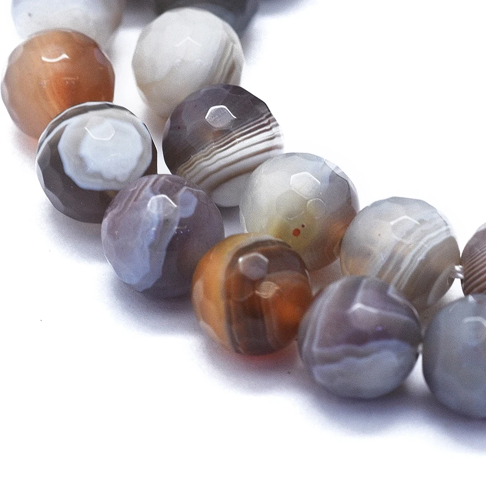 

PandaHall 128 Faceted Round 8mm Natural Botswana Agate Beads