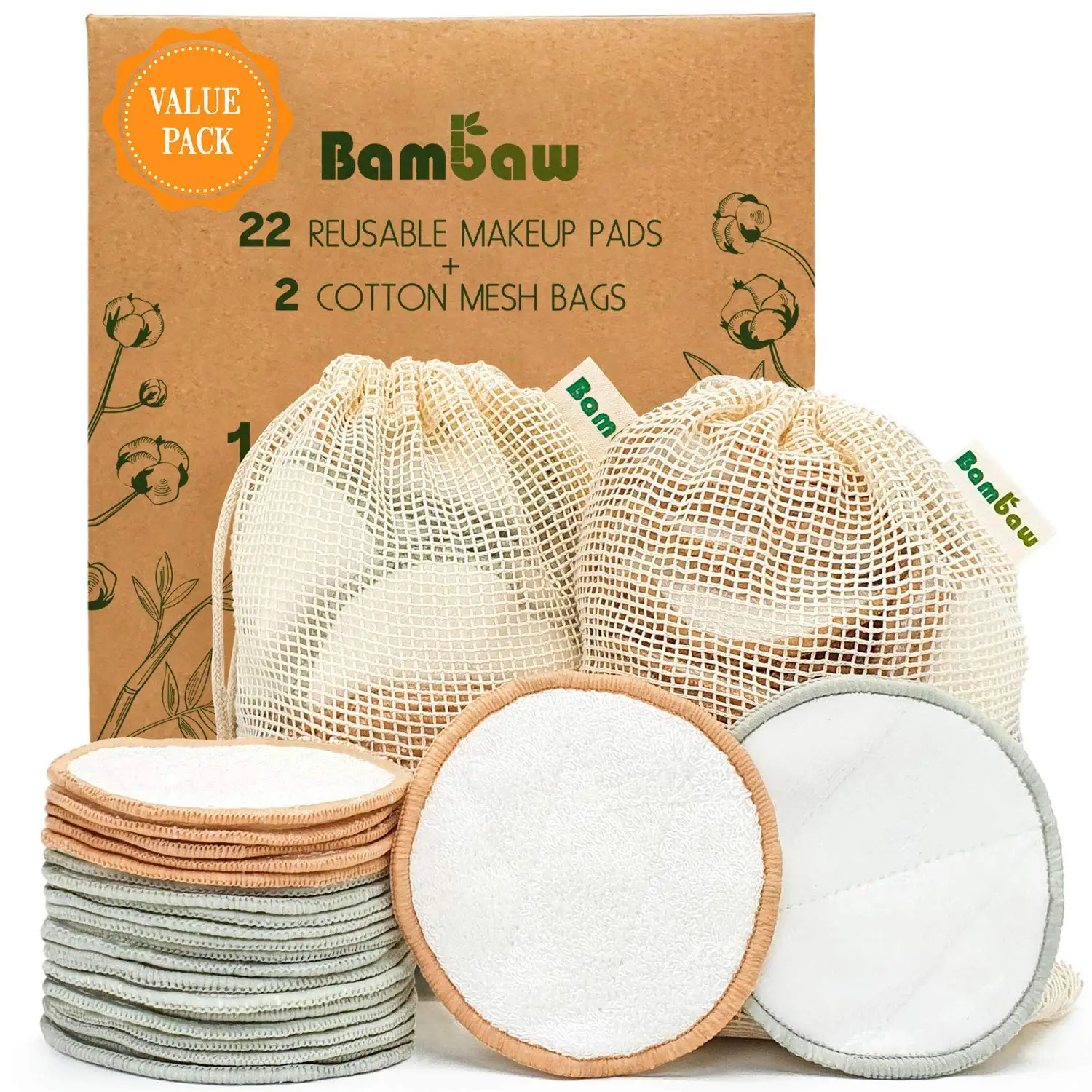 

HOT Selling Economic Washable Reusable Eco Friendly 100% Organic Makeup Remover Pads