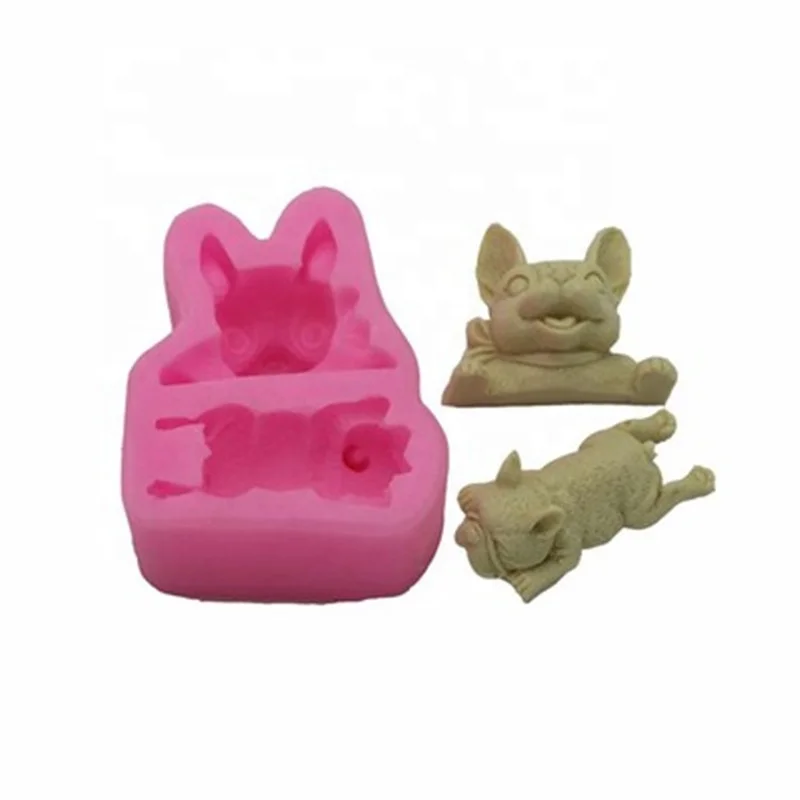 

Silicone Tow Cavities French Bull Dog Head Shape Cake Molds, Pink