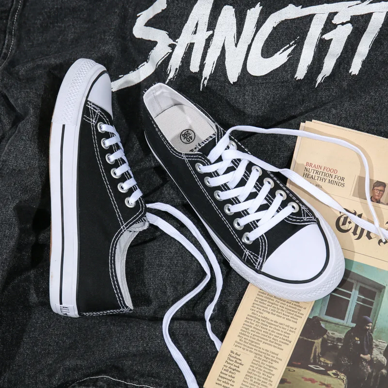 

Vulcanized men's shoes couple's student shoes Spring and Autumn New Korean style trendy women's shoes wholesale, Black