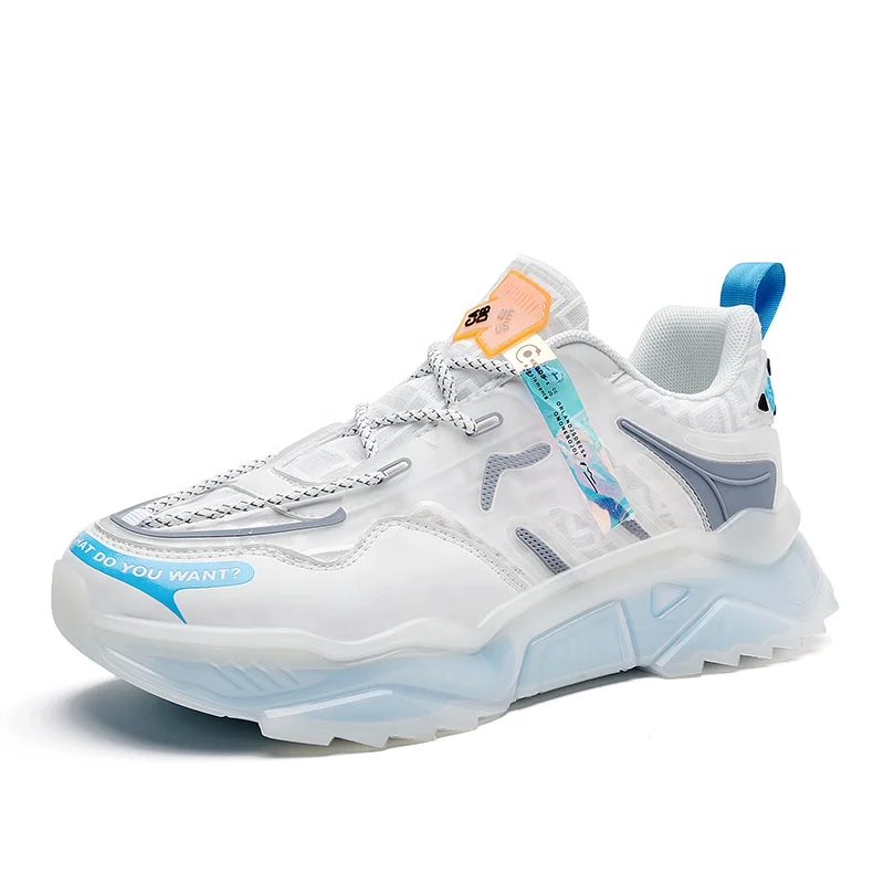 

2021 Fashion Men Thick Bottom Popcorn breathable single mesh Sports Running Shoes For Men Clunky Casual Sneakers Balenciag, White grey