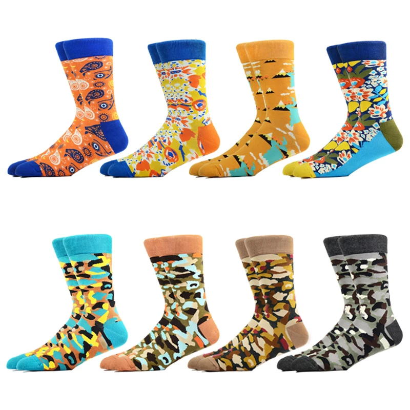 

Wholesale Crew Cotton Colorful Long Socks Supplier Custom Dress Cartoon Fashion Best Mens Socks Knitted, Picture shows